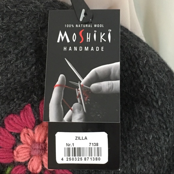 NWT Moshiki 100% natural wool hand knit grey hat - Picture 5 of 7