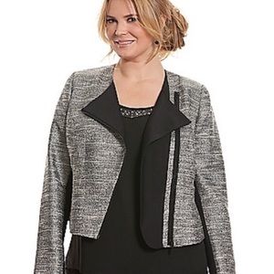 Lane Bryant silver shiny tweed light moto jacket