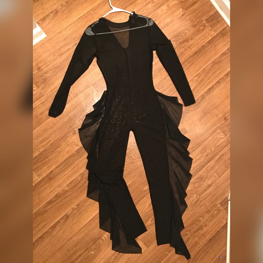 Black one piece see through bodysuit