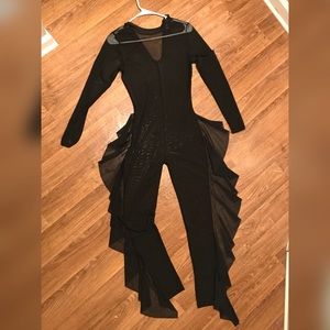 Black one piece see through bodysuit
