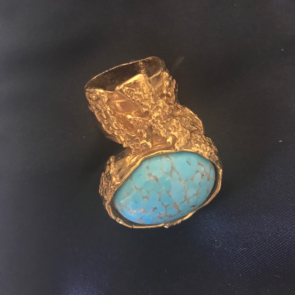 YSL yves saint laurent Arty ring sz6 turquoise - Picture 2 of 6