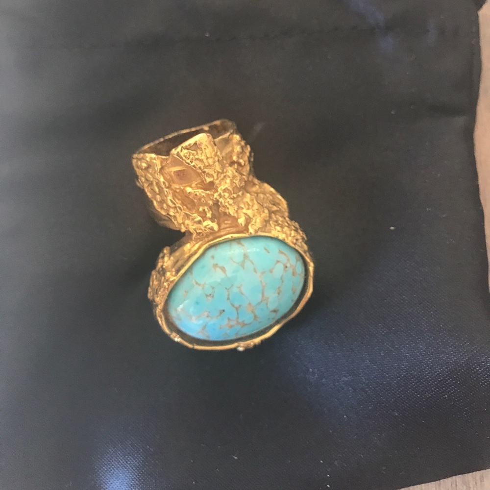 YSL yves saint laurent Arty ring sz6 turquoise - Picture 3 of 6