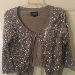 American Eagle silver 3/4 sleeve cardigan