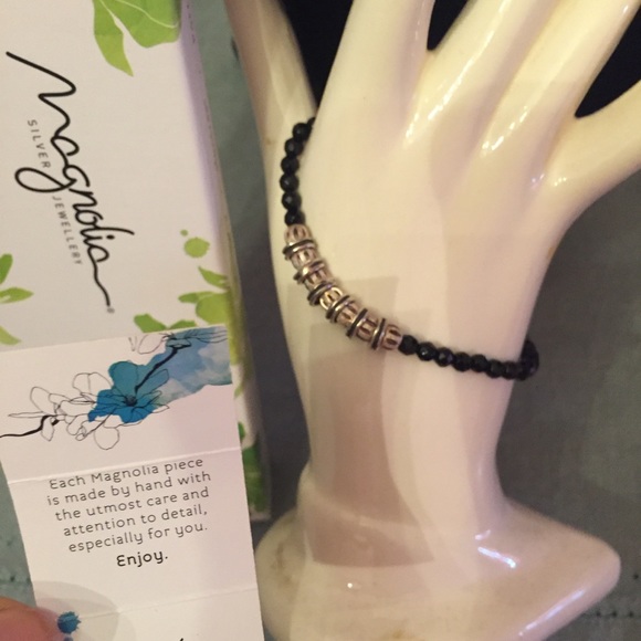 Magnolia-Sterling silver/onyx crystals bracelet - Picture 1 of 6