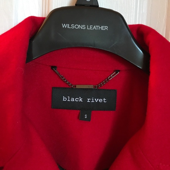 Wool Blend Black Rivet Coat - Picture 3 of 5