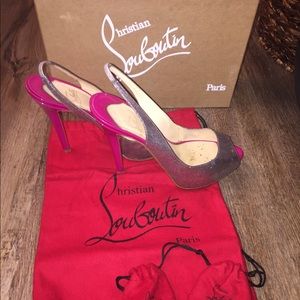 Christian Louboutin peep toe slingback heel