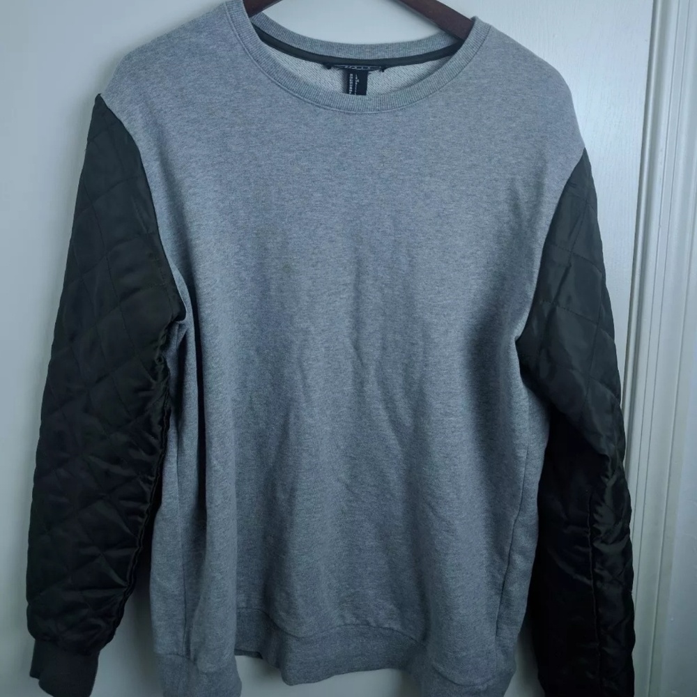 21 men gray large pullover mixed media sweater