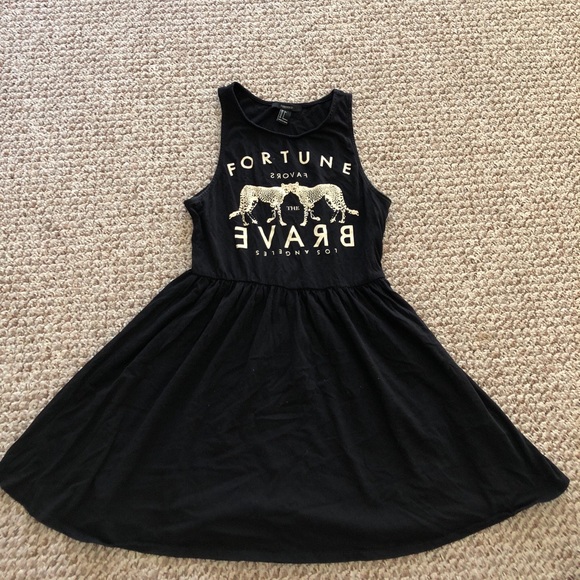Black dress/túnica w cream print - Picture 1 of 1