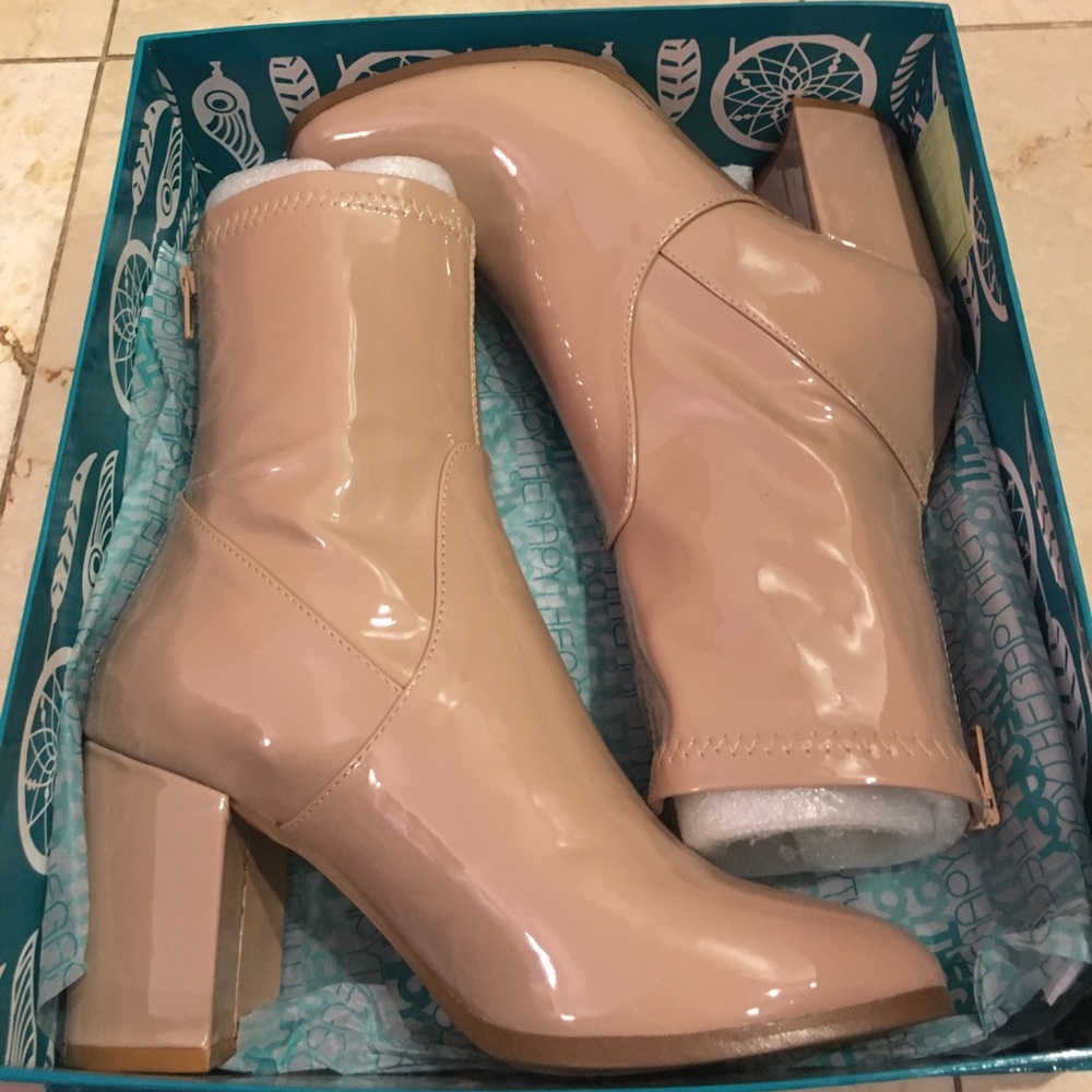 THERAPY beige mid-calf heels boots