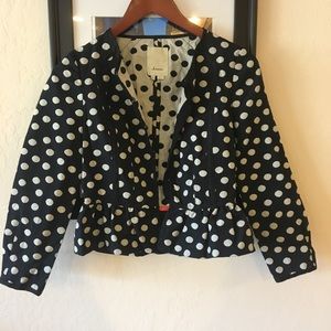 Anthropologie Black and White Polka Dot Blazer