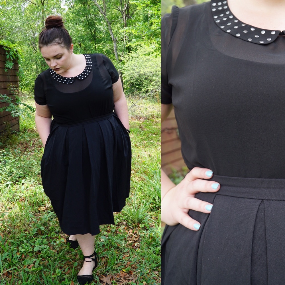 Torrid sheer studded Peter Pan collar top
