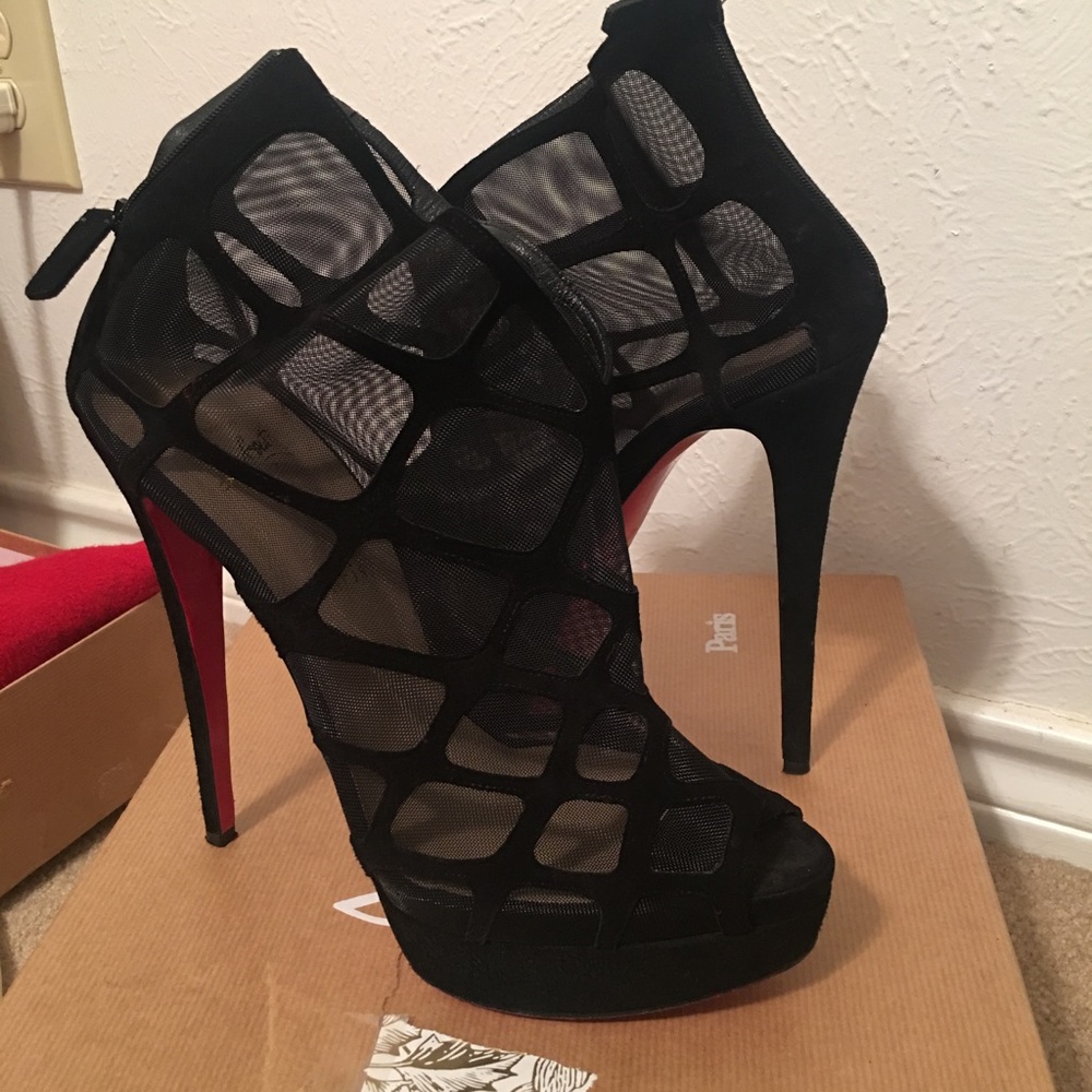 Louboutin Mesh Ankle Boots, runs small. US 10