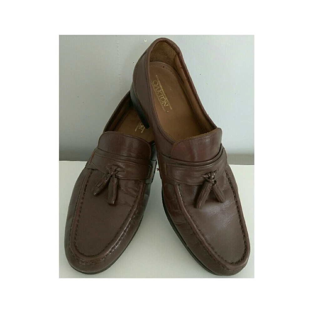 👞Men's  Oakton Brown Leather Loafers Dress Shoes