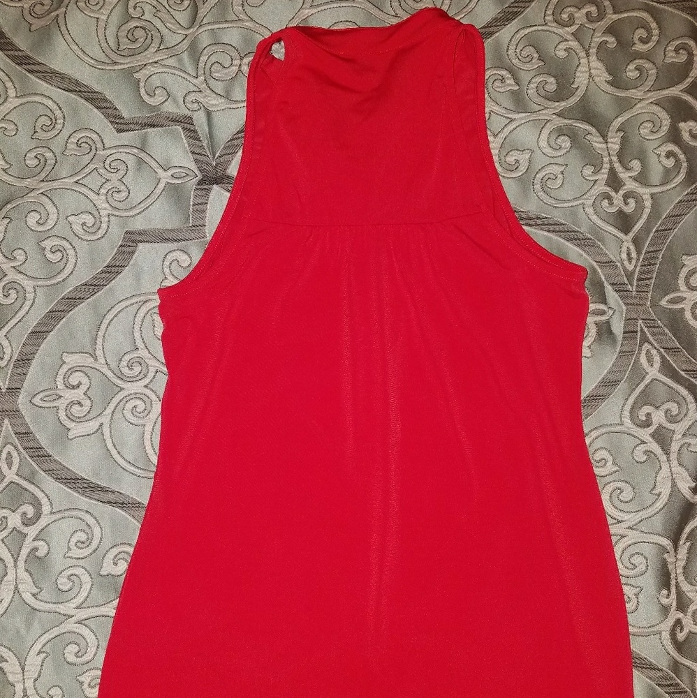 Express Red Ruffled Dressy Tank Top - Picture 3 of 3