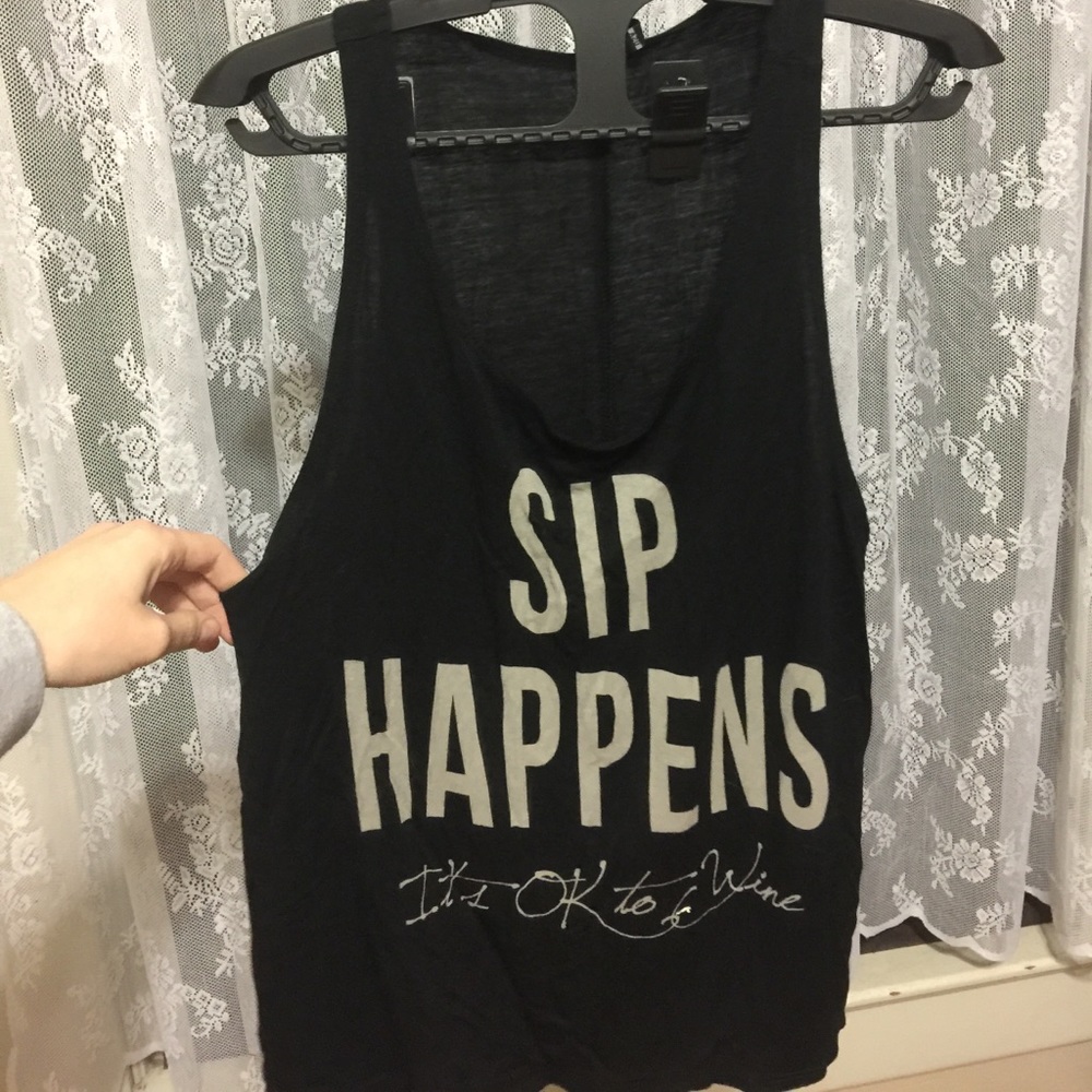 "Sip Happens" Cropped flowy tank