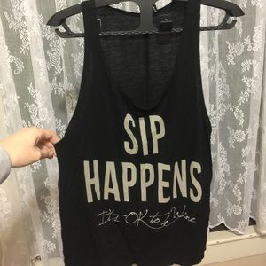 "Sip Happens" Cropped flowy tank