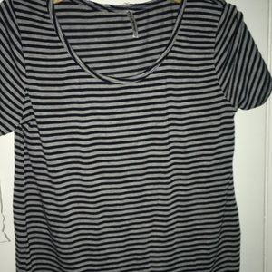 Striped navy & gray striped short sleeve shirt