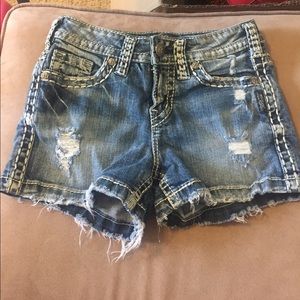Silver denim shorts AIKO super stretch