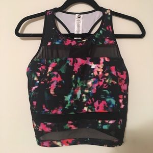Fabletics abstract pattern mesh crop sports bra