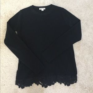 Whistles black sweater with lace detail sz 4