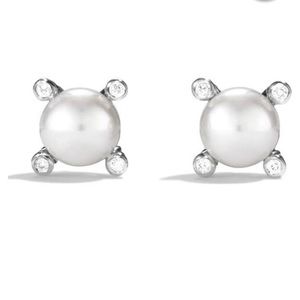 David Yurman Pearl Earrings with Diamonds
