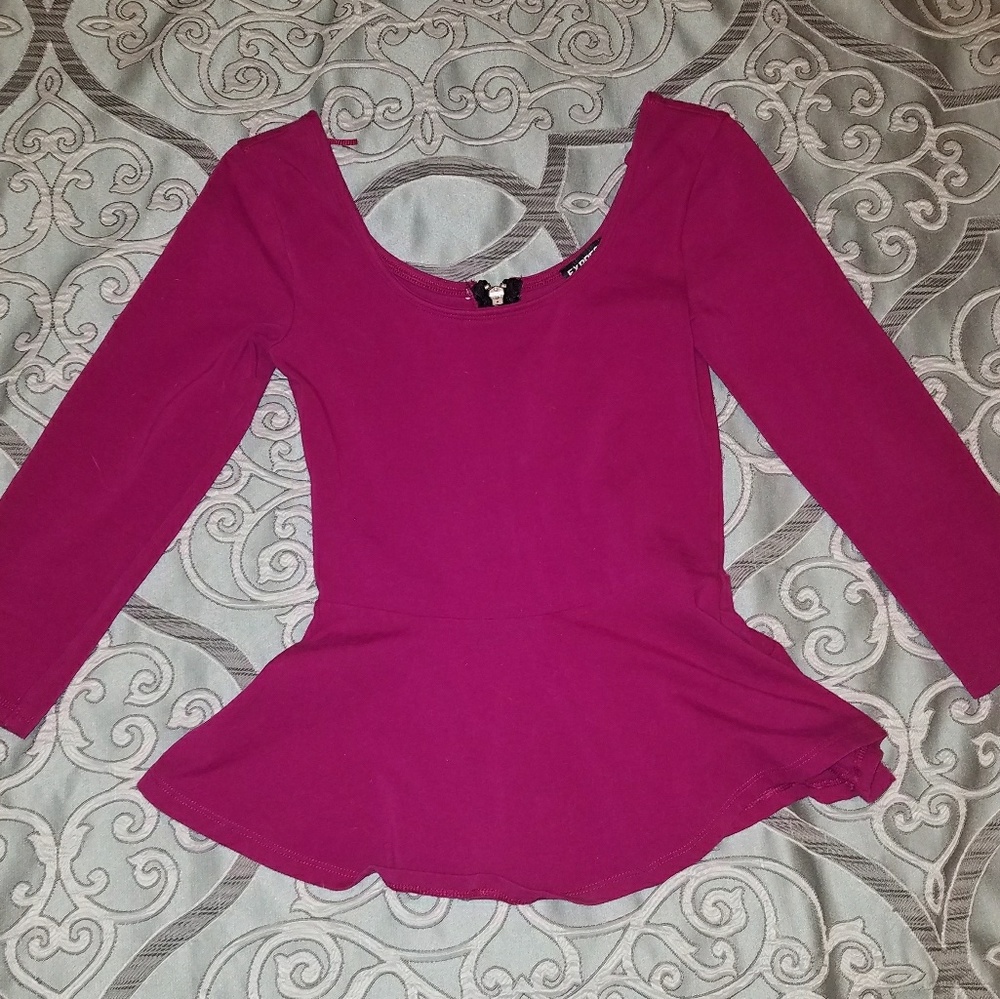 Express 3/4 sleeve blackberry peplum top