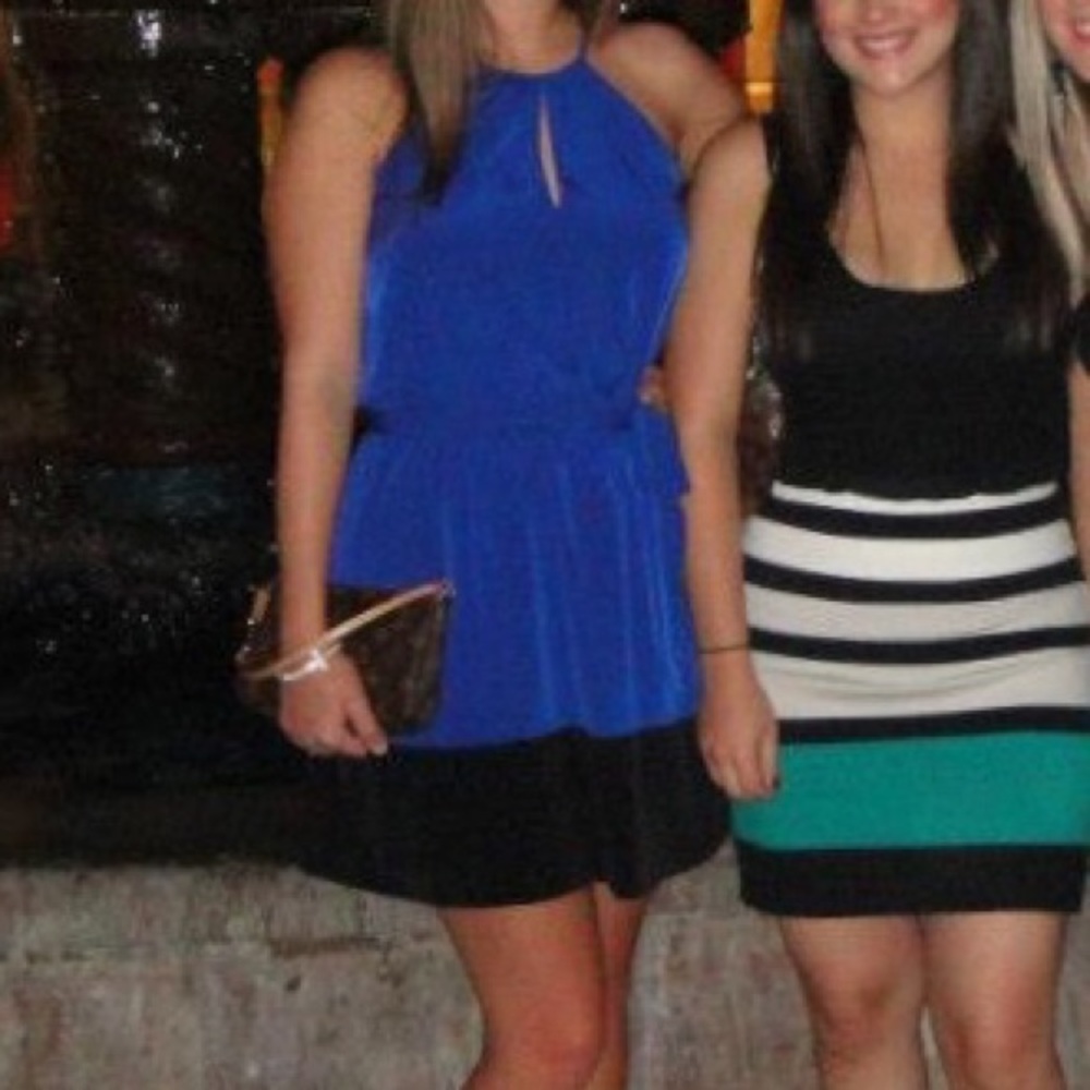 Belted High Neck Mini Dress