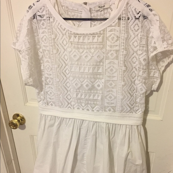 White laser cut Madewell mini dress - Picture 1 of 4