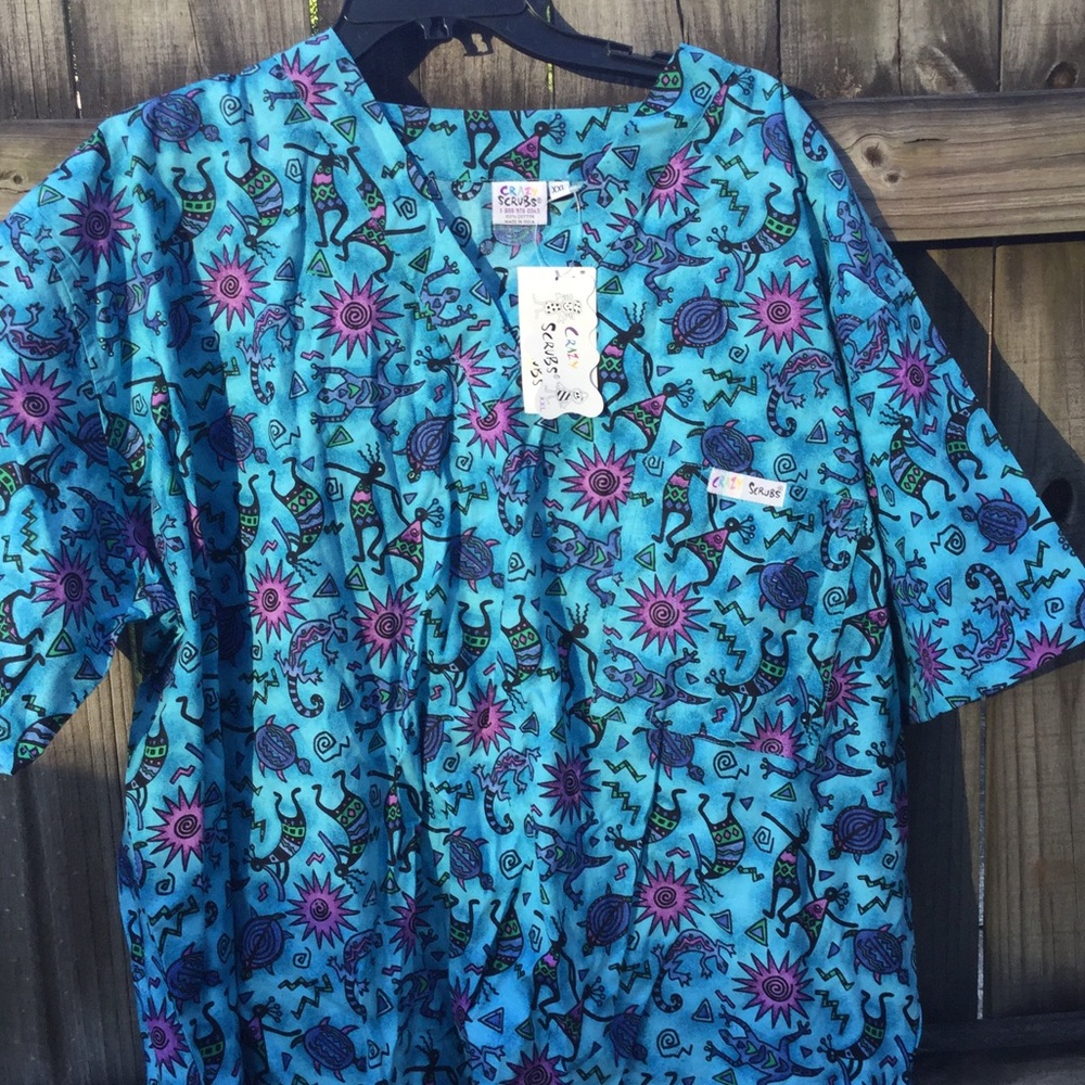 Tribal Print Scrub Top