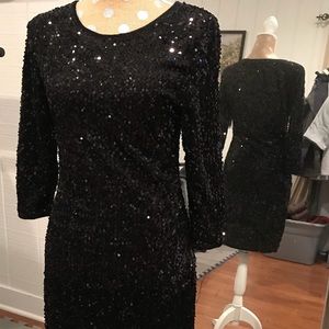 Black Sequin Fitted Sheath