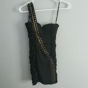 Forever 21 Black One shoulder studded mini dress
