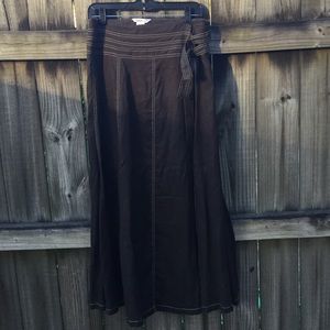 Brown linen wrap skirt