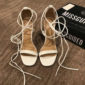 Brand new white lace up heels