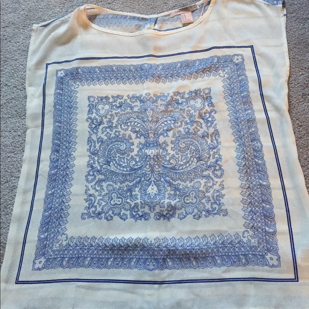 Boxy blue & white blouse