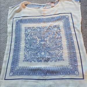 Boxy blue & white blouse