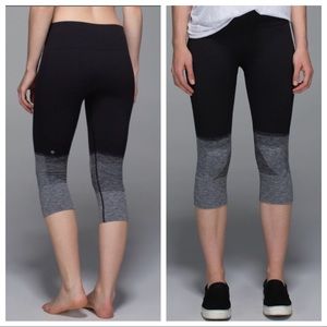 Lululemon seamlessly street crop black+gray ombré