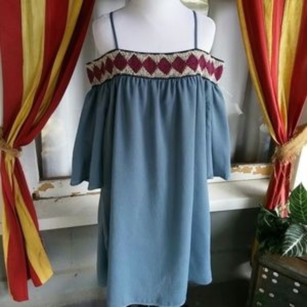 Maurice's blue off the shoulder dress