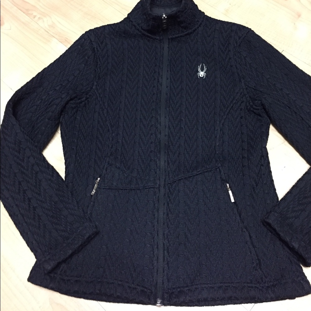 Spyder cable knit fleece zip up jacket