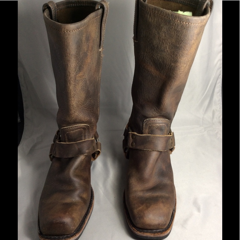 Frye distressed leather harness boots 7M Womens