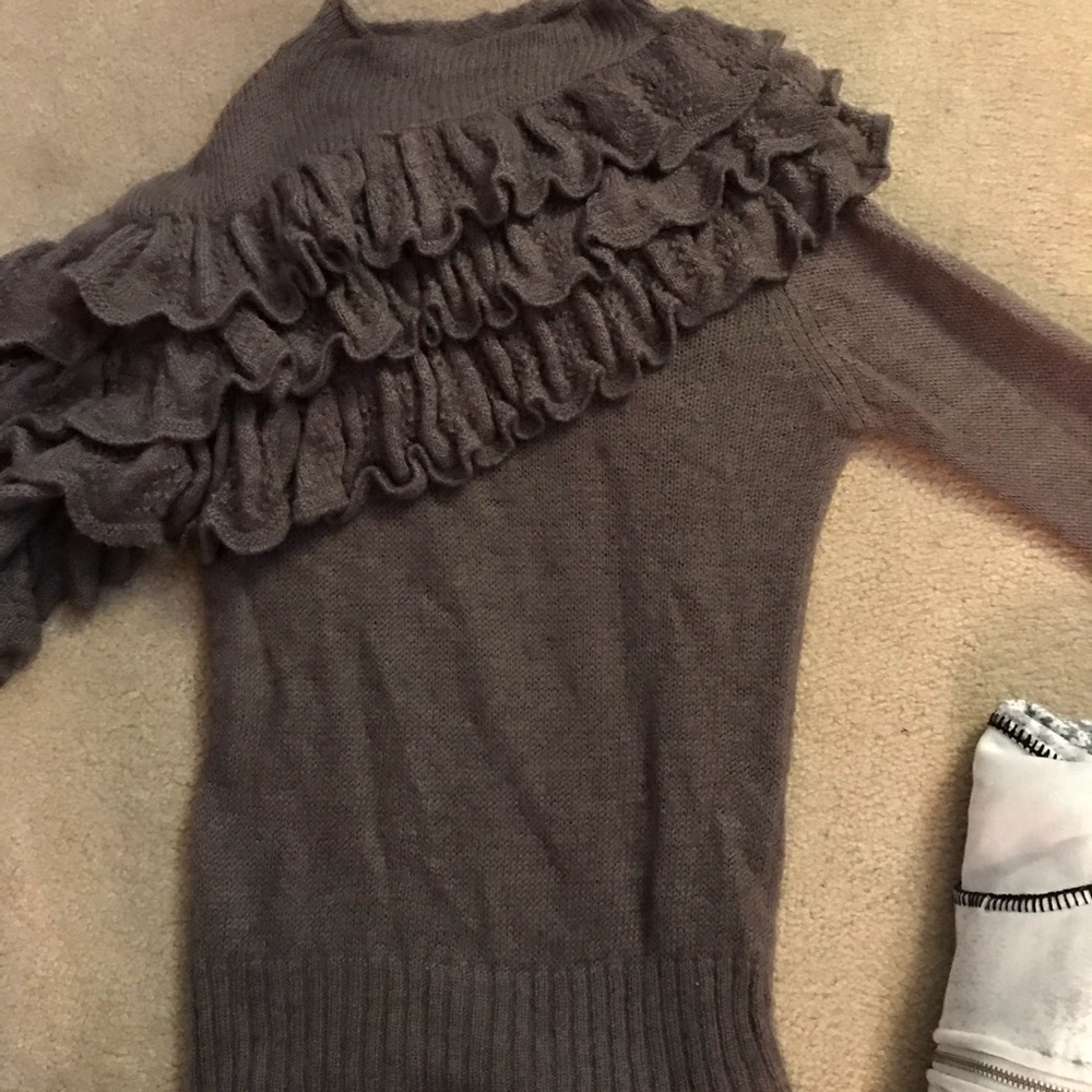 Ruffle asymmetrical sweater- worn twice!