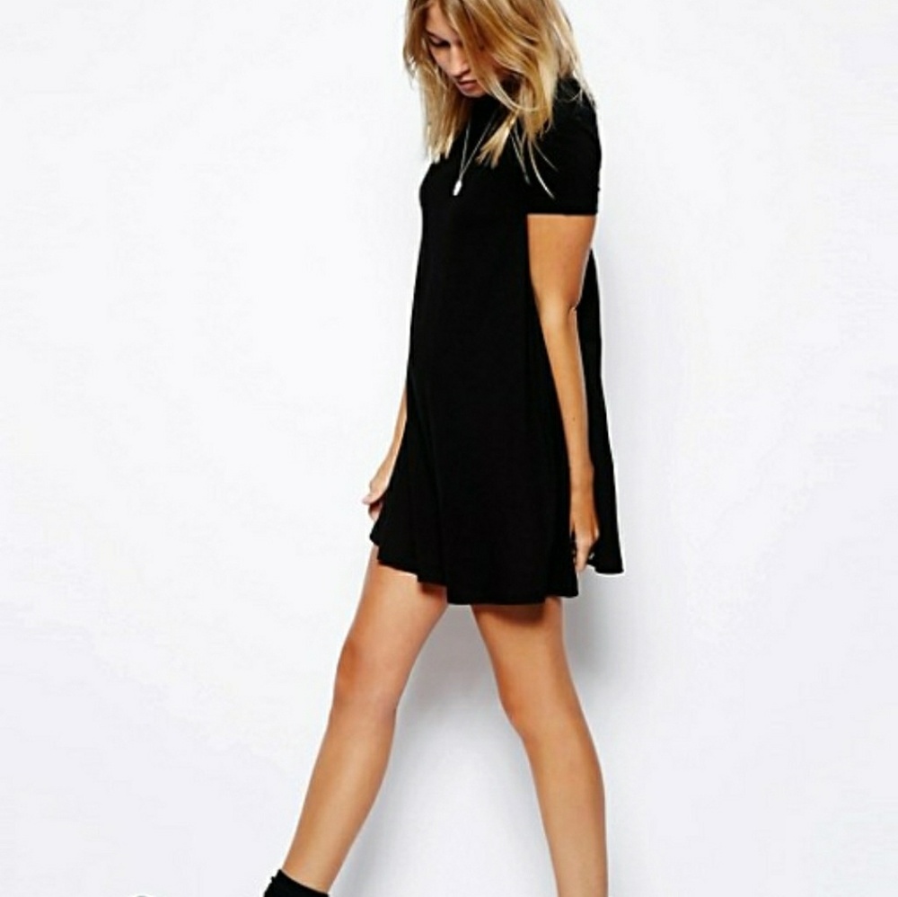ASOS Petite black short sleeve turtleneck dress!