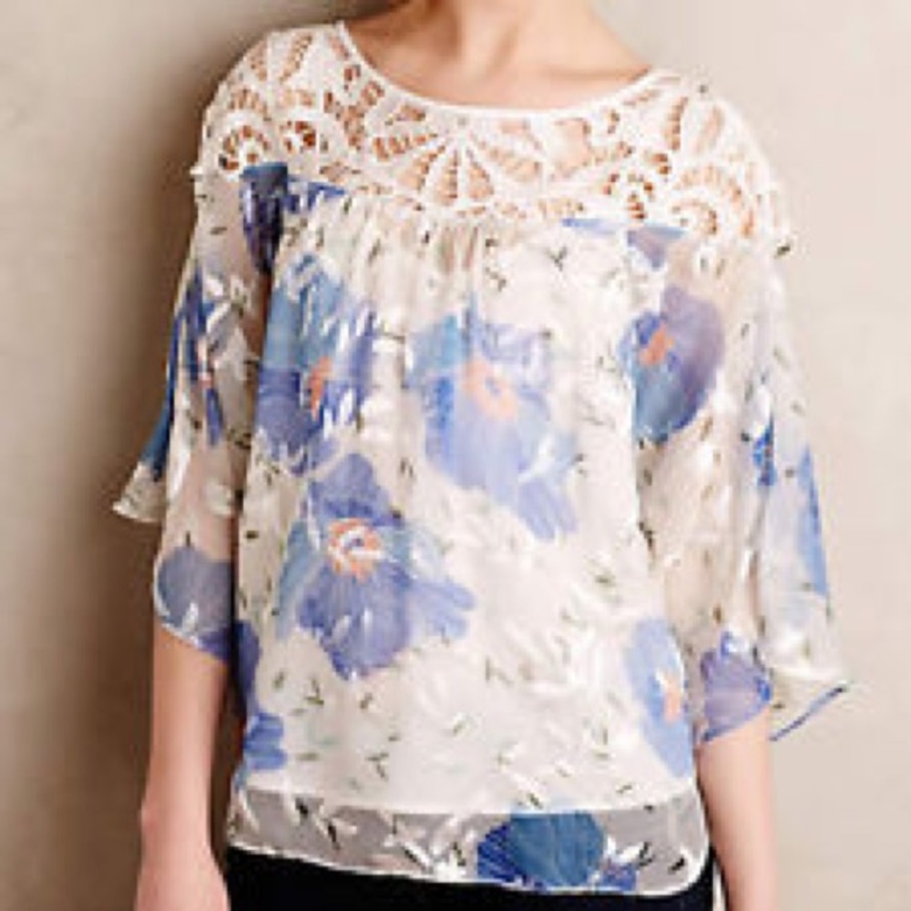 Feminine & flirty sheer floral top