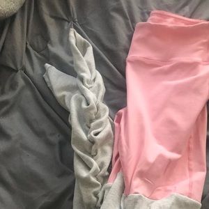 Pink yoga leggings w/ leg warmers