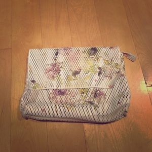Anthropologie Floral leather clutch