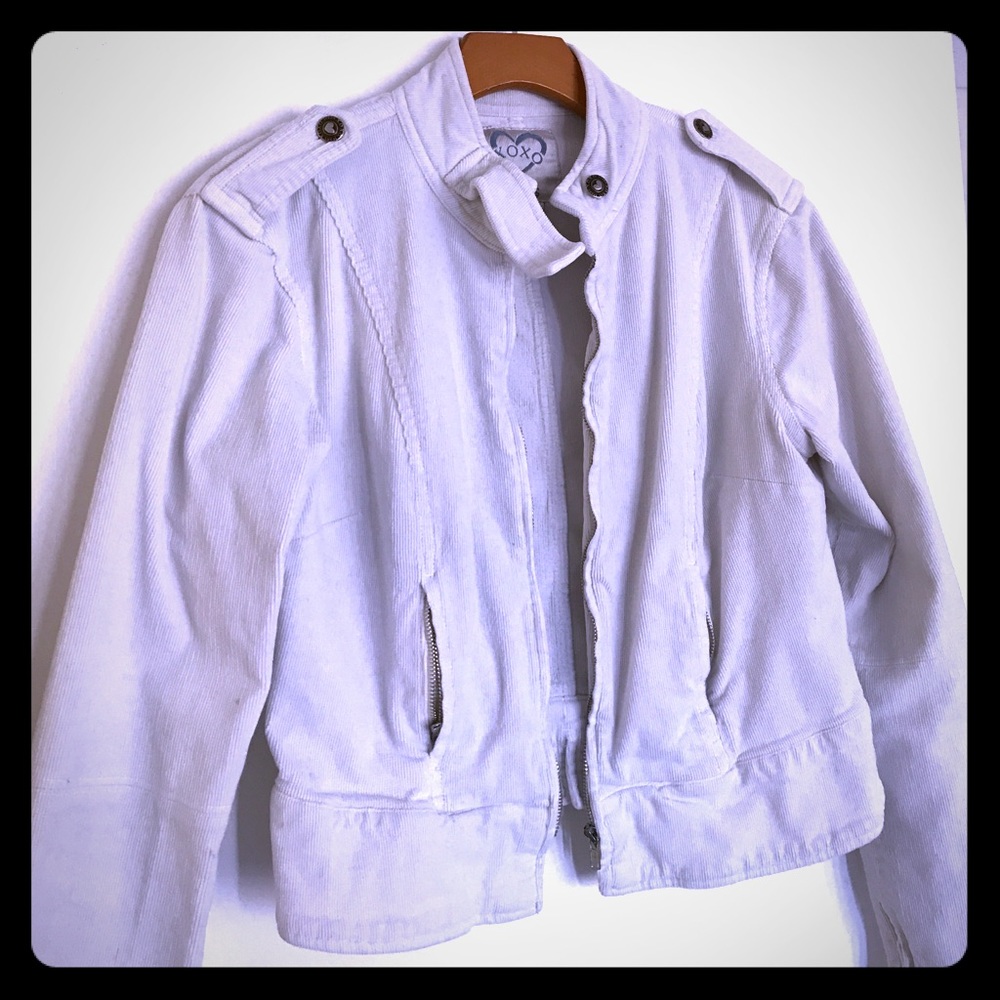 Xoxo Cream Corduroy Moto Jacket