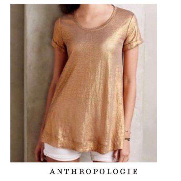 Anthropologie Tops - Anthropologie Bordeaux Glimmer Linen Tee