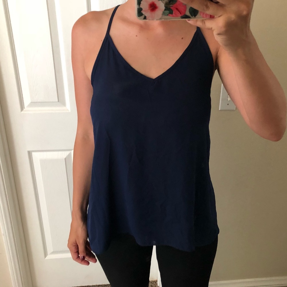 Bellatrix navy blue tank with open back