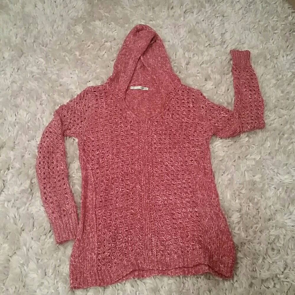 Red sweater with hood