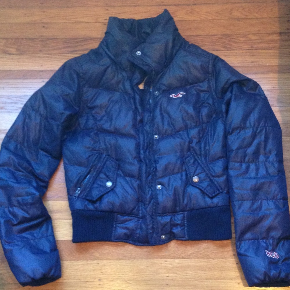 Hollister Down Puffer Jacket in Navy Blue Sz S