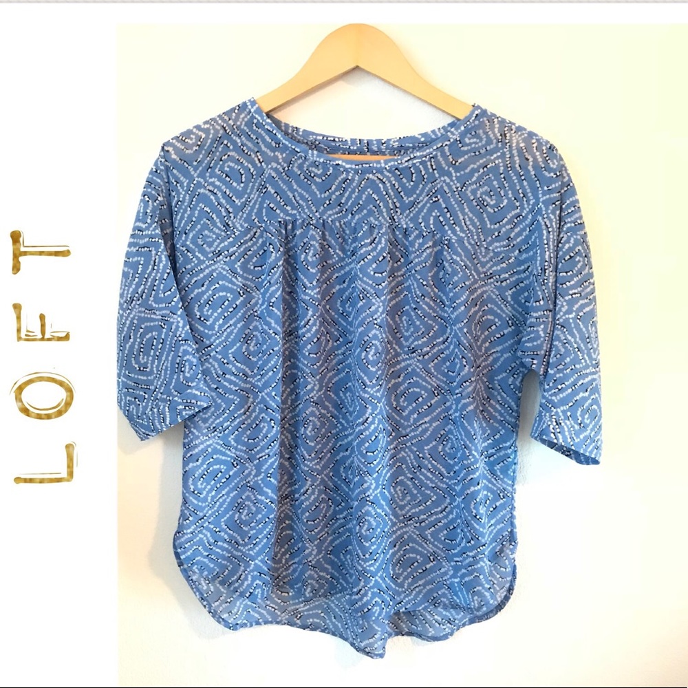 Loft blue and white pattern top.